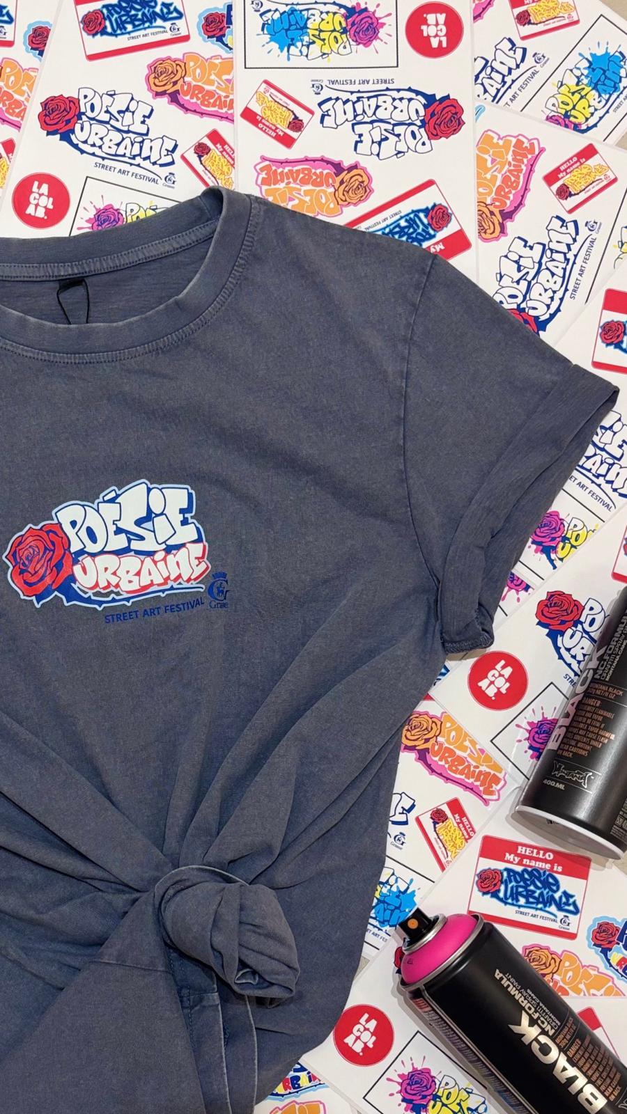 T-shirt bleu vintage POÉSIE URBAINE X LACOLAB