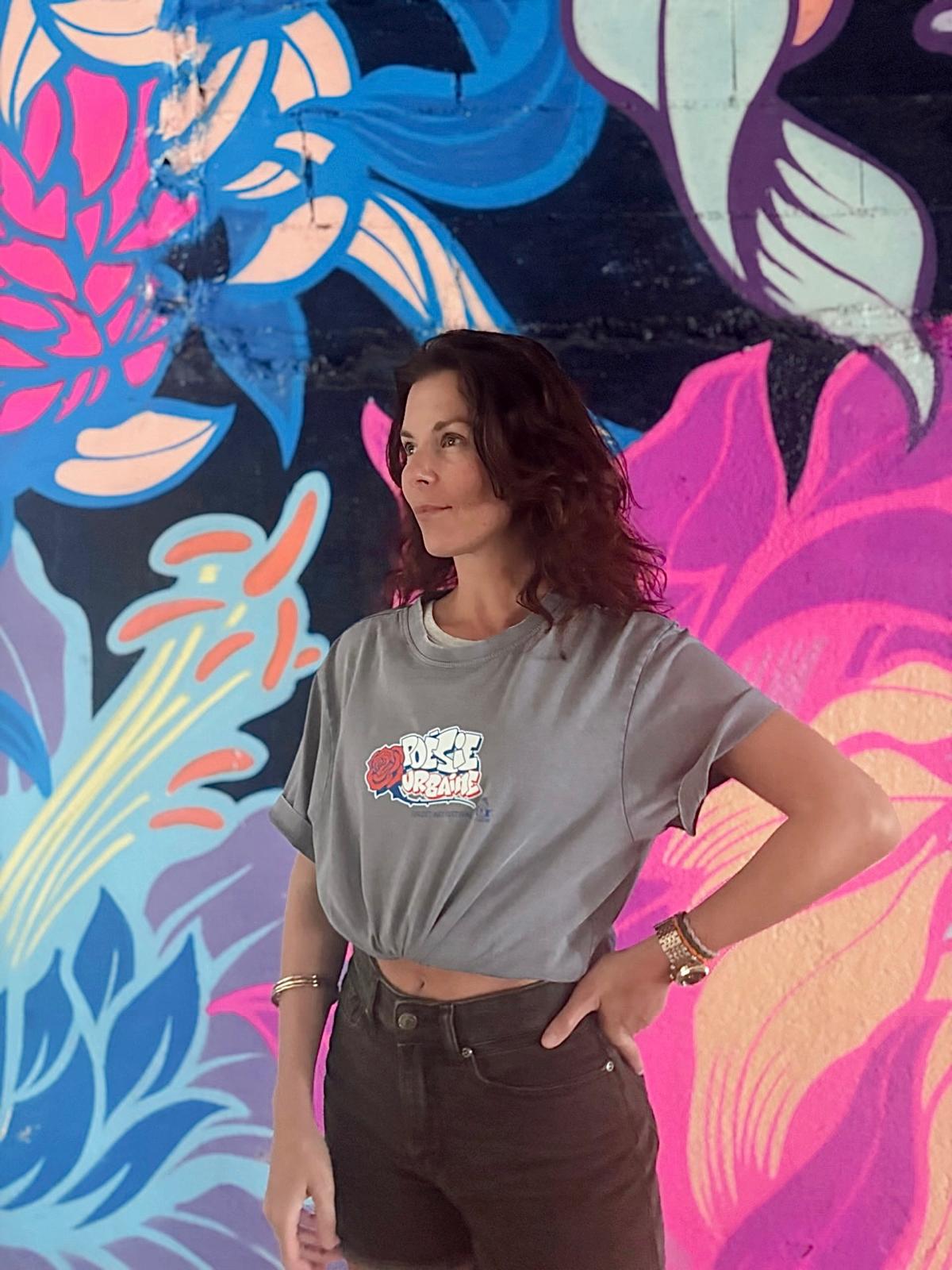 T-shirt bleu vintage POÉSIE URBAINE X LACOLAB