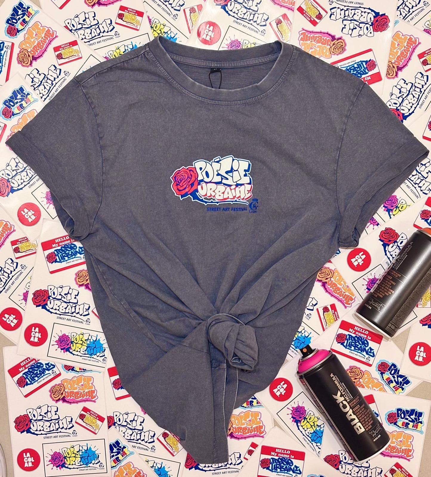 T-shirt bleu vintage POÉSIE URBAINE X LACOLAB