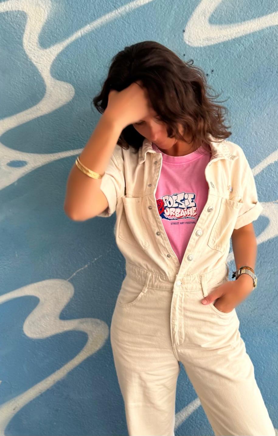 T-shirt rose vintage POÉSIE URBAINE X LACOLAB