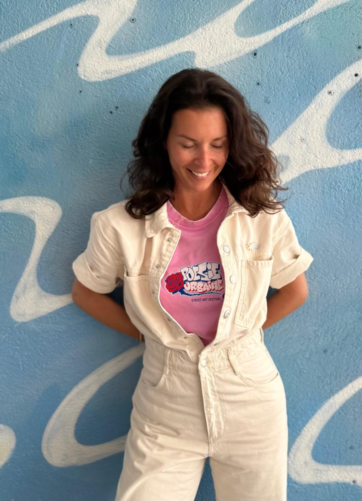 T-shirt rose vintage POÉSIE URBAINE X LACOLAB