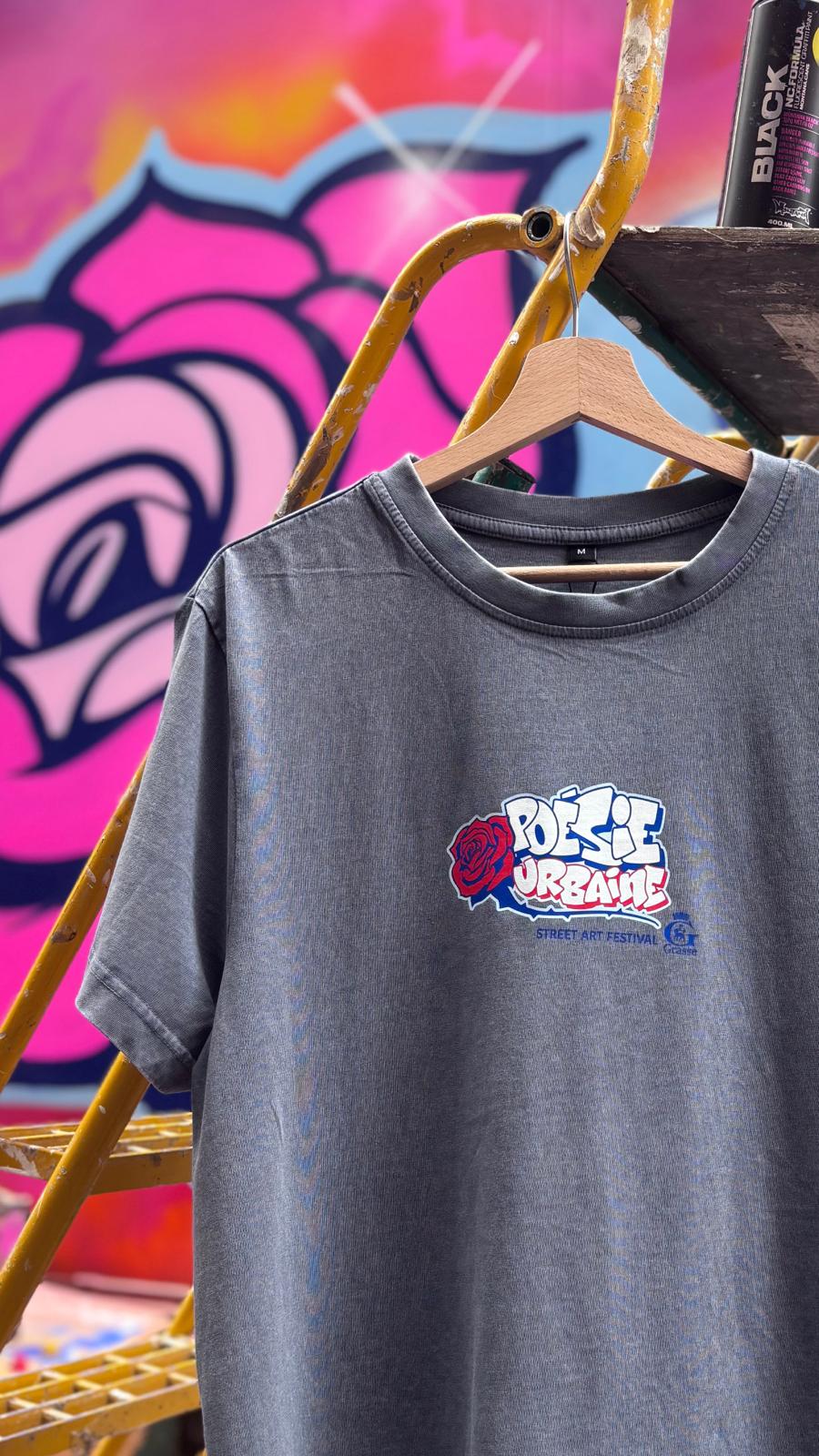 T-shirt bleu vintage POÉSIE URBAINE X LACOLAB