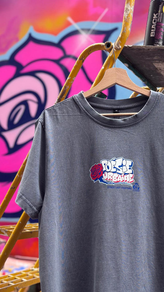 T-shirt bleu vintage POÉSIE URBAINE X LACOLAB